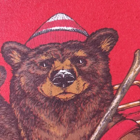 Vintage Shirt XL Unisex Screen Stars 1986 Red Montana Camping Bears T-shirt - Picture 8 of 10